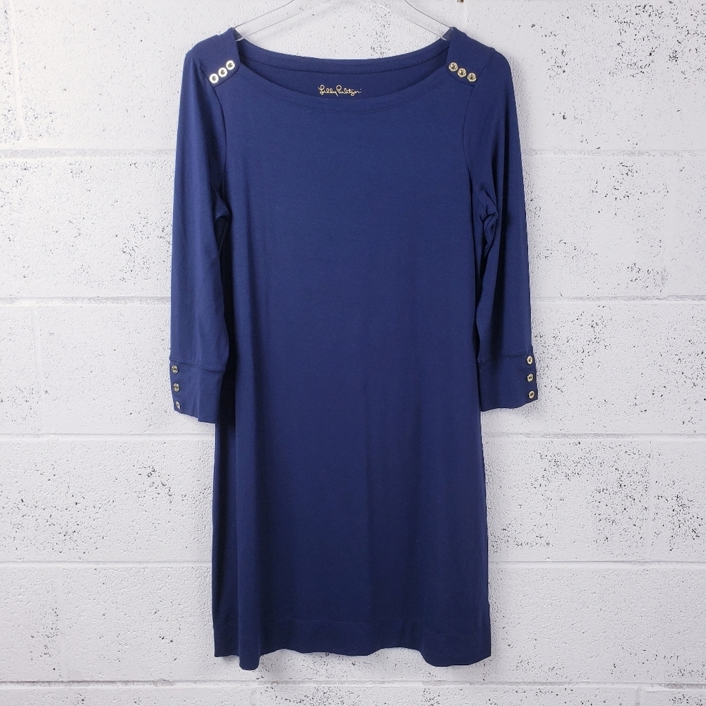 Lilly Pulitzer Sophie Dress UPF 50 Long Sleeve Knee Length Stretch Blue Size M‎